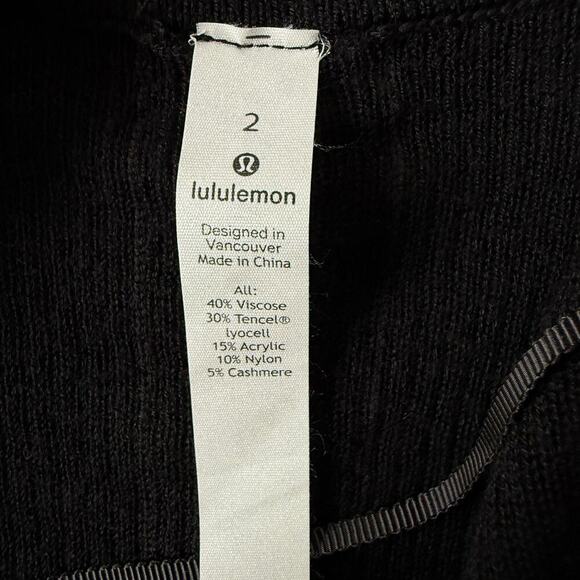 Lululemon Transformation Wrap Cardigan in Black Cashmere Blend, Size 2 - Picture 4 of 16